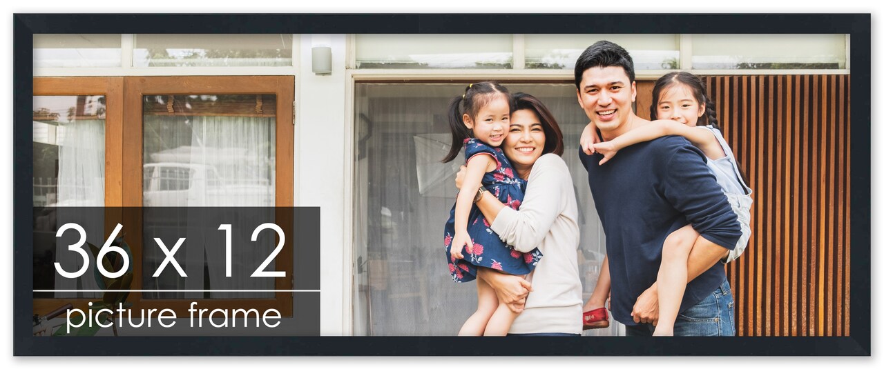 Panoramic Slim Profile Black Picture Frame - UV Acrylic, Foam Board Backing, Hanging Hardware